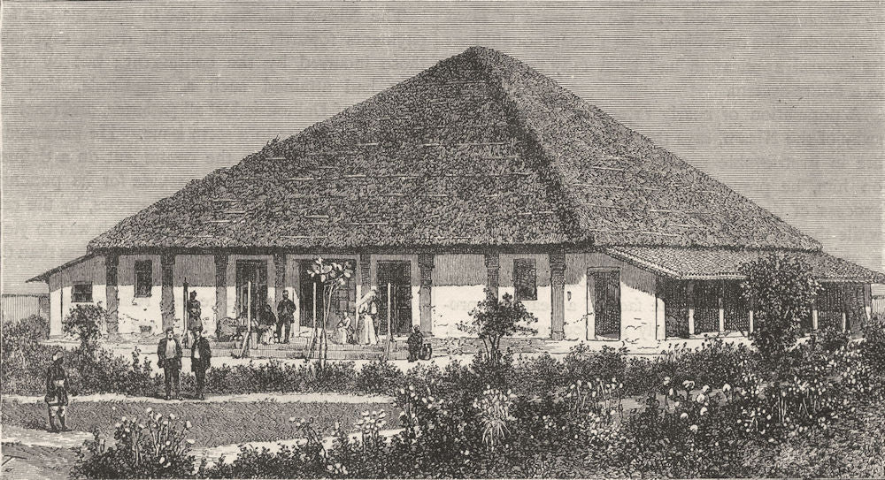 INDIA. View of a Planter's house at Allahabad c1880 old antique print picture